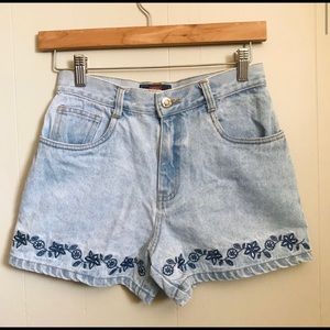 VINTAGE ROUTE 66 HIGH WAISTED DENIM SHORTS